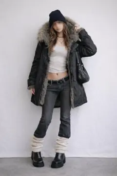 Y2K フェアリーグランジ モッズコート ファー付き M 平成ギャル 古着風