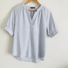 【未使用・試着のみ】SHEIN シャツ ブラウス ノッチカラー 無地 青 M