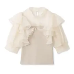 新品　LILY BROWN オーガンジードッキングニットトップス　PBEG