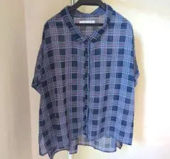 Matira チェック柄 半袖シャツ ネイビー Lサイズ
