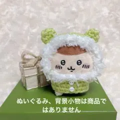 毛糸のぬいぐるみ服と被り物（白ボタン、ファー付き緑）