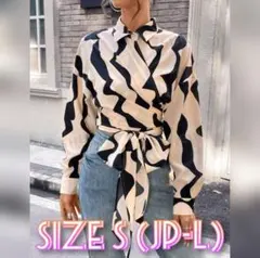 レディース ドロップショルダー フロントベルト付き シャツ S(JP-L)