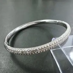 SWAROVSKI スワロフスキー パヴェ バングル ブレスレット シルバー M