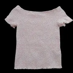 トップス 【L】オフショルダー 半袖 カットソー ピンク系 古着 レディース