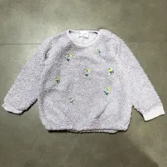 will mery ウィルメリー ボアトレーナー 小花柄刺繍 パープル 90cm