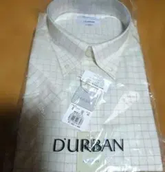 D'URBAN 半袖ドレスシャツ チェック柄 サイズ46 イエロー