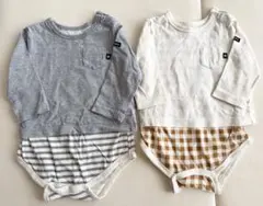 PUPPAPUPO ロンパース・カバーオール 80cm グレー・ホワイト　セット