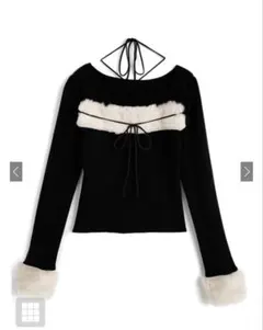 GRL ファーホルターネックリボンニットトップス ru1387