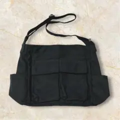 黒 肩掛け ニュースペーパーバッグ 通勤 通学 学校 旅行 帰省