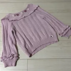 メゾピアノ　フリル付き花モチーフセーター 130