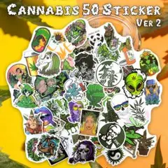 カンナビス ステッカー 50枚セット Ver.2 防水 大麻 マリファナ CBDのサムネイル