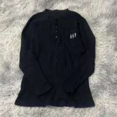 90s OLD GAP サーマル ヘンリーネック 黒 刺繍ロゴ y2kのサムネイル