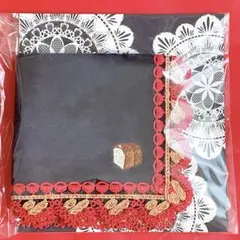 近沢レース　タオルハンカチ　ポンパドウル　コラボ パン・ドゥ・ミー　ネイビー　紺