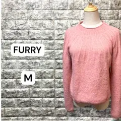 ファーリー　FURRY ニット　セーター　丸首　ツートン編込　M ピンクのサムネイル