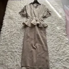 FRAY I.D カシュクールギャザーブラウスニットコンビワンピース　ベージュ