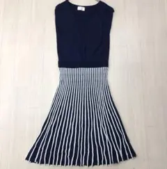 cherite by prime pattern ロング ワンピース ネイビーのサムネイル