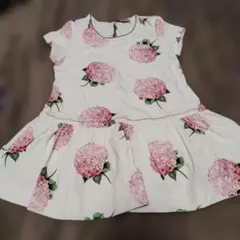 モナリザ　アジサイ柄 半袖ワンピース