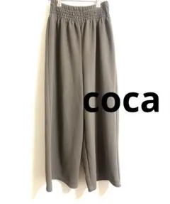 coca エンボスワイドパンツ ショート丈　グレー