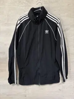アディダス adidas ウインドブレーカー XLサイズ 黒 ナイロンジャケット