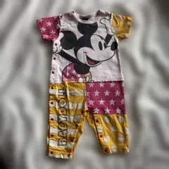 BABYDOLL ディズニー ミッキーロンパース80 薄ピンク・黄色 派手