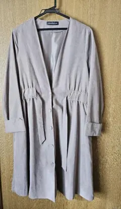 ノーカラーコート　ブラウン春秋用