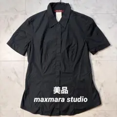 美品 maxmara studio 比翼 半袖シャツ 黒 - メルカリ