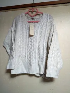 タグ付新品　サマンサモスモス　sm2 W混バルキーキーネックプルオーバー　キナリ