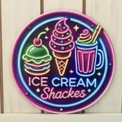 A-136 ICE CREAM SHACKES インテリアプレート 看板 円形