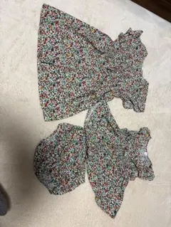 花柄ワンピース 2点セット 70cm 95cm姉妹お揃いのサムネイル