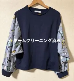 iS ScoLar 蝶柄プルオーバー　スウェット　ネイビーブルー　Mサイズ