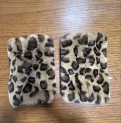 ヒョウ柄ファー風手袋・アームカバー