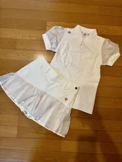 デサントゴルフLUXE ピンク系ノースリーブワンピースソックスリボン