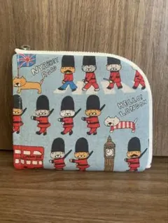 綿麻ねこキャンパス ロンドン衛兵デザL字ミニ財布
