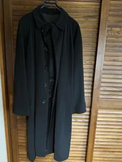 ARMANIブラック ロングコート ウエストベルト付き