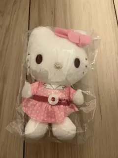 【最安値】ハローキティ　レトロワンピースちょいでかマスコット　ピンク