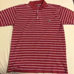 LACOSTE ポロシャツ XL レッド/ホワイトストライプ