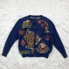 良質古着☆ナイロン×ニット カーディガン 前開きトップス