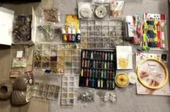 手芸材料セット ビーズ・ドライフラワー・絵具など　カルカン　色々まとめ売り
