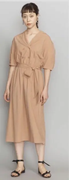 【美品】BEAUTY&YOUTH ダブルブレステッドマキシシャツワンピース