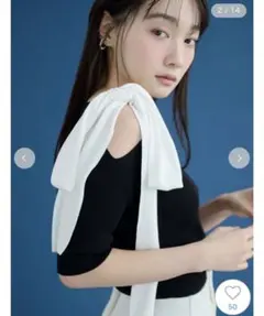 SNIDEL リボンショルダーニットプルオーバー