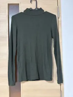 UNIQLO リブ モックネック 長袖ニット カーキ S