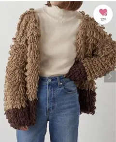 CIAOPANIC TYPY ハンドニットループ編みバイカラーカーディガン