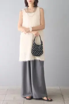 新作❣️ESICA ラメフリンジチュニック　ミニワンピ　ベスト　ジレ　エシカ