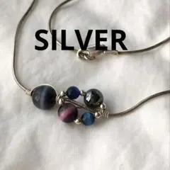 ビンテージ　キャッツアイ　シルバー　ネックレス　SILVER　ヘマタイト
