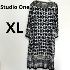 Studio One New York 幾何学模様 ロングワンピース XL