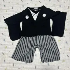 80サイズ　袴ロンパース　男の子　くま　黒　 正月