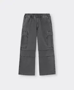 美品 GU デニムスーパーワイドカーゴパンツ　ダークグレー XS