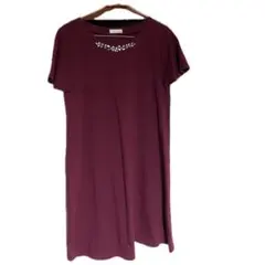 index /半袖ワンピース /バーガンディ /ビジュー