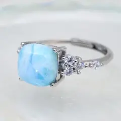 【極上ブルー】大粒9mm ラリマー リング 指輪＊海模様＊真鍮製/538