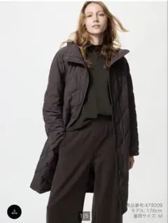 ユニクロ　パフテックロングコートリラックスフィット　Lサイズ　ダークブラウン